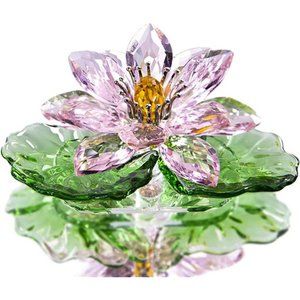 Pink Sparkle Crystal Hue Reflection Crystal Lotus Flower,Glass Home Decor